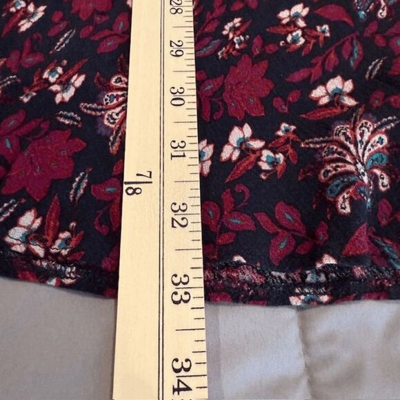 American Eagle Floral Print Mini Dress Black with Purple Tie Front Tassel Medium - Picture 8 of 10